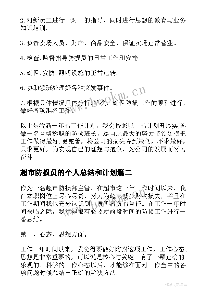 2023年超市防损员的个人总结和计划 超市防损员个人工作总结(优质5篇)