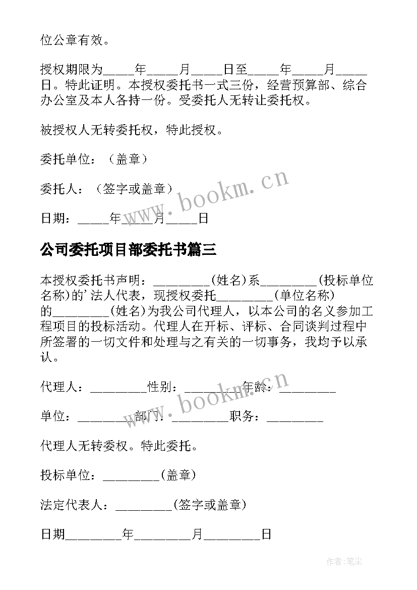 2023年公司委托项目部委托书 公司项目委托书(大全5篇)