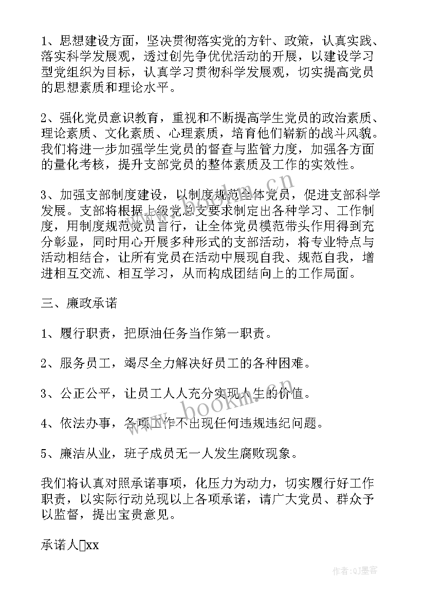 党组织公开承诺书(模板7篇)