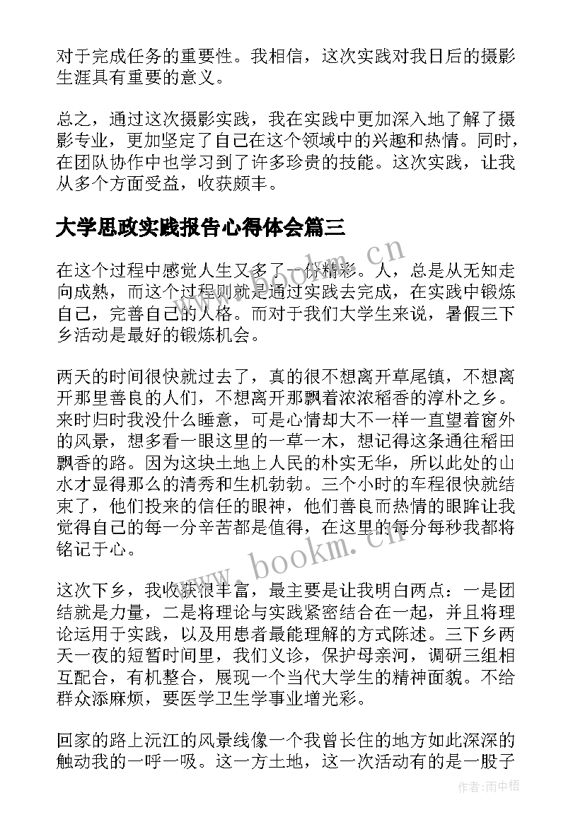 2023年大学思政实践报告心得体会(大全7篇)