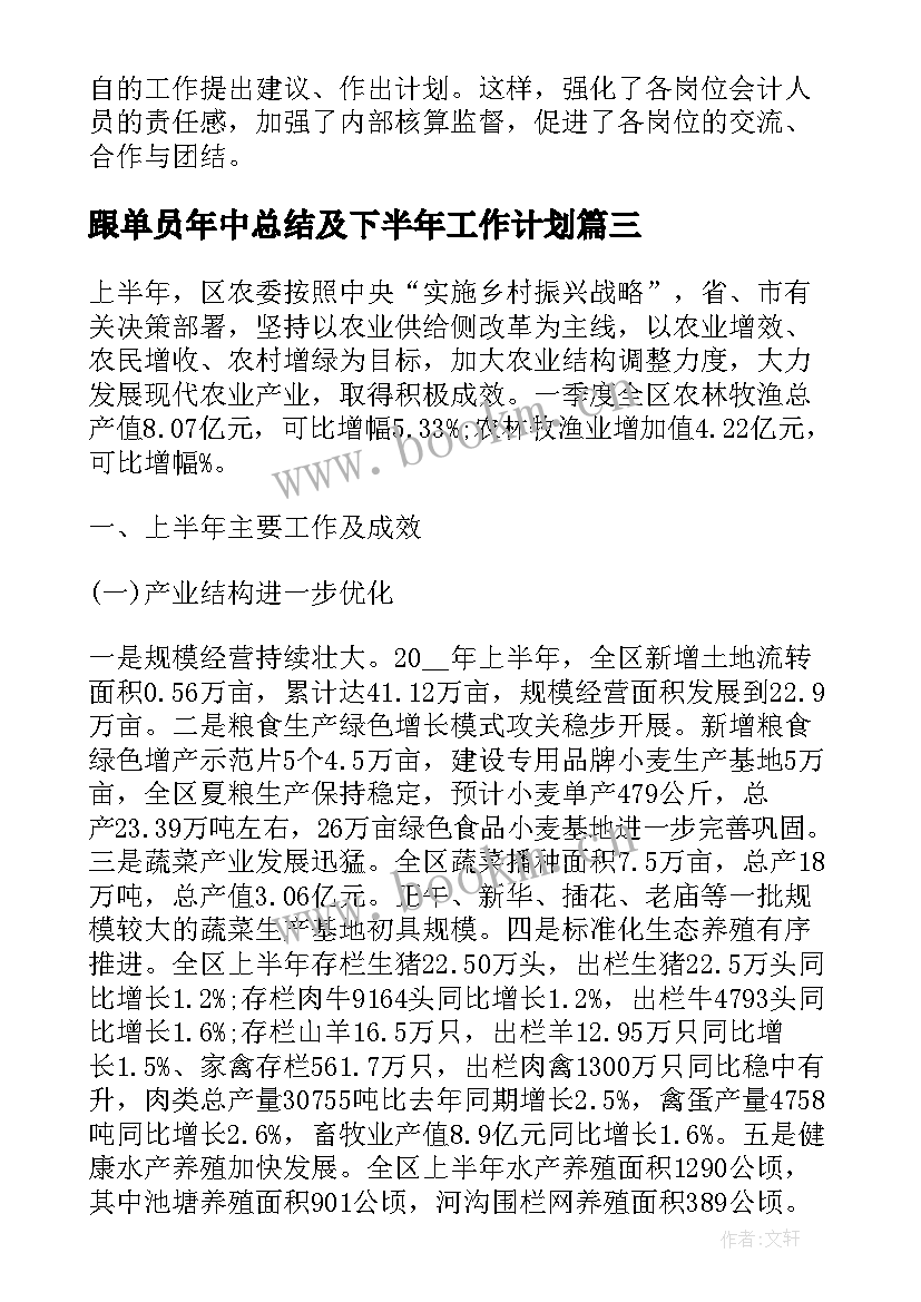 最新跟单员年中总结及下半年工作计划(汇总9篇)