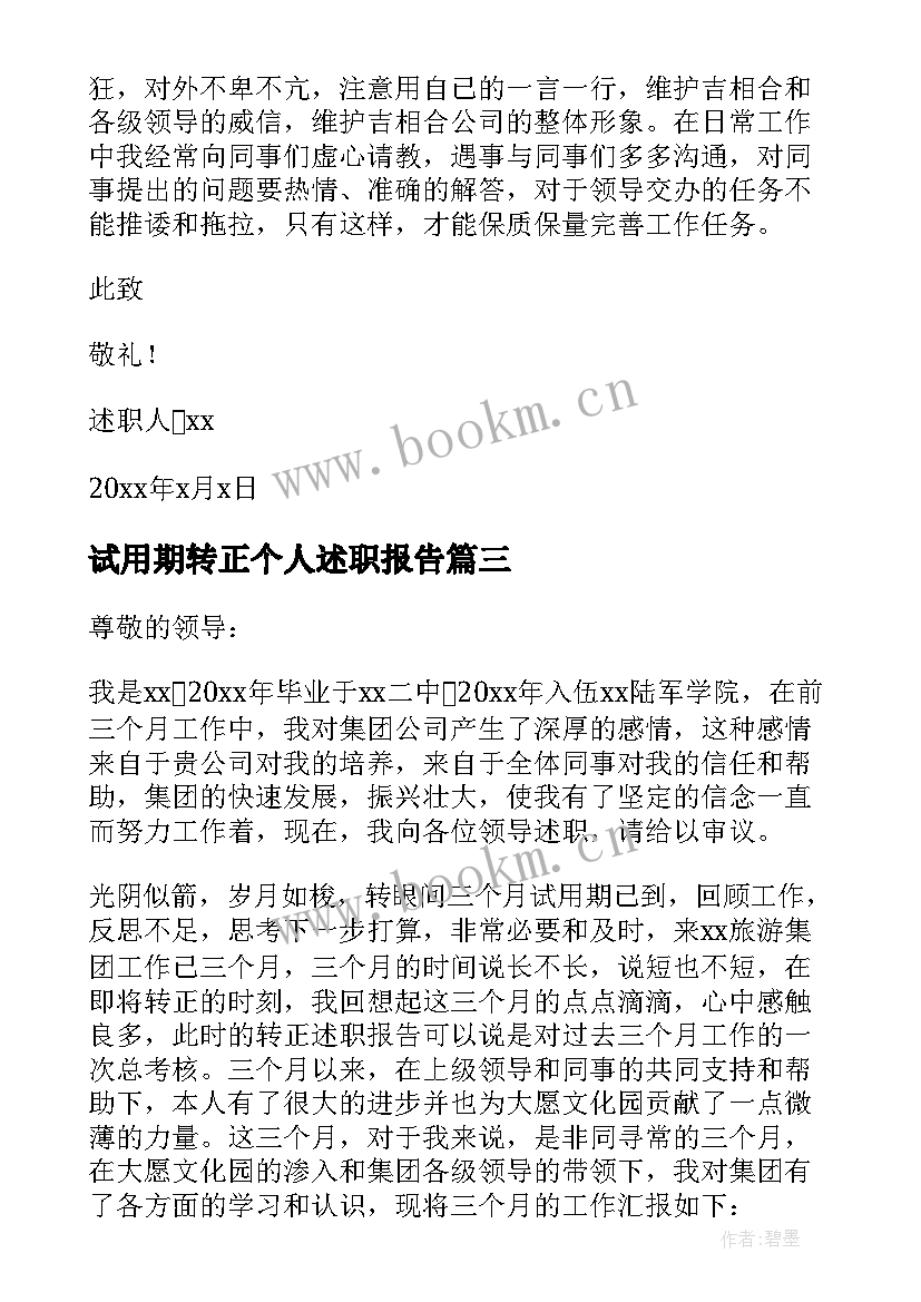 2023年试用期转正个人述职报告(汇总7篇)