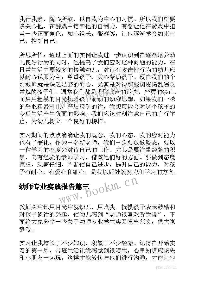 2023年幼师专业实践报告(精选5篇)