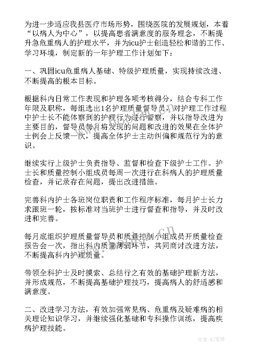 护士长科内工作计划(精选5篇)