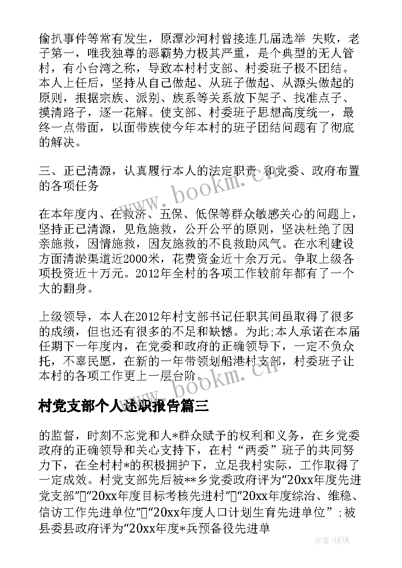 村党支部个人述职报告(优质5篇)