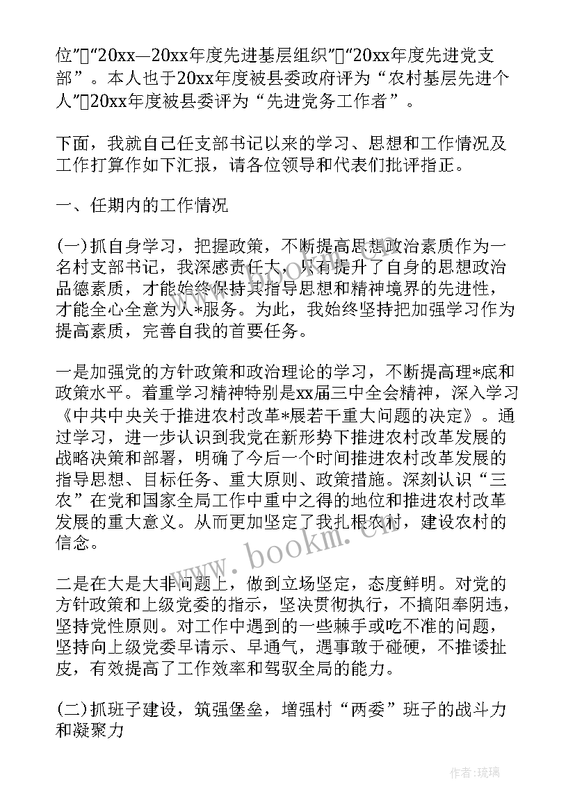 村党支部个人述职报告(优质5篇)