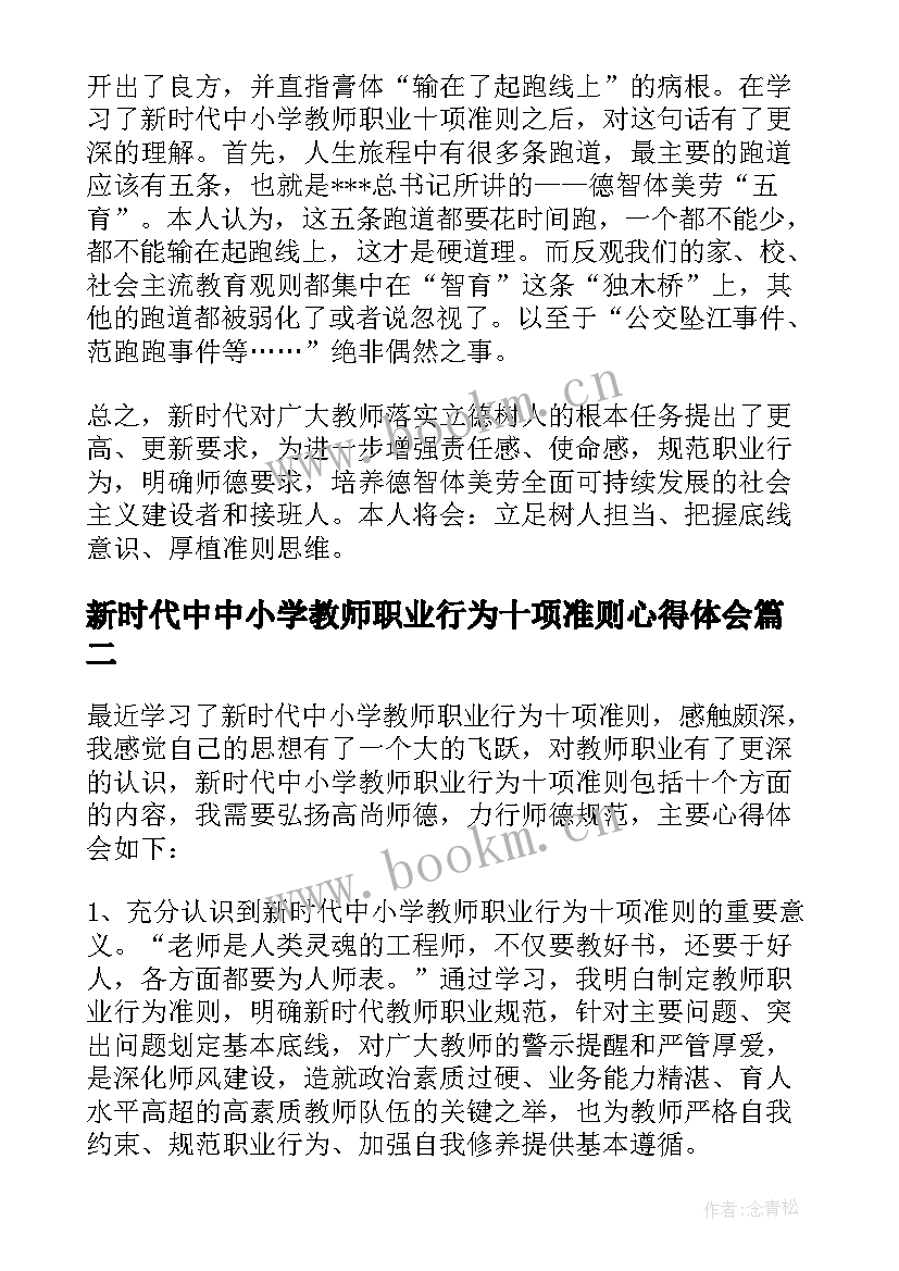 2023年新时代中中小学教师职业行为十项准则心得体会(精选5篇)