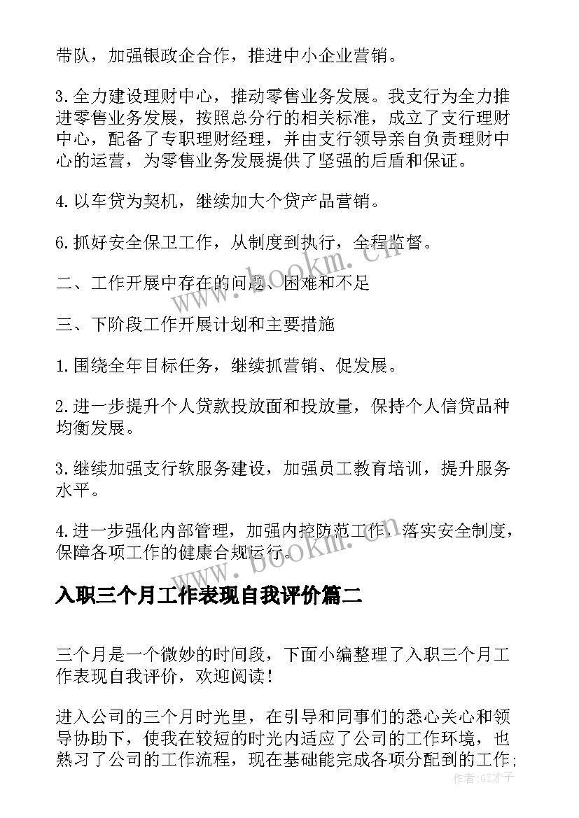 2023年入职三个月工作表现自我评价(优秀5篇)