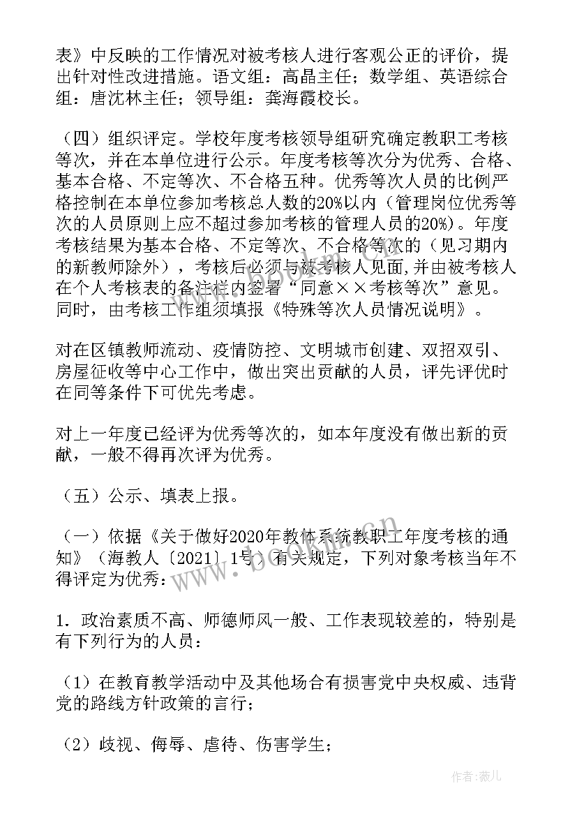 最新农村小学教师年度考核方案(模板5篇)