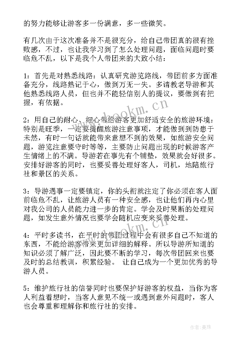 导游个人工作总结不足之处和改进措施(优质8篇)