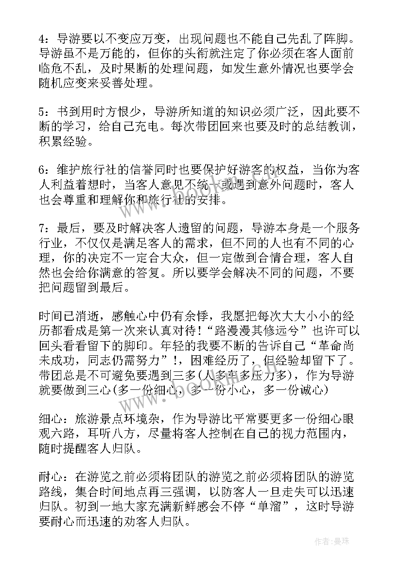 导游个人工作总结不足之处和改进措施(优质8篇)