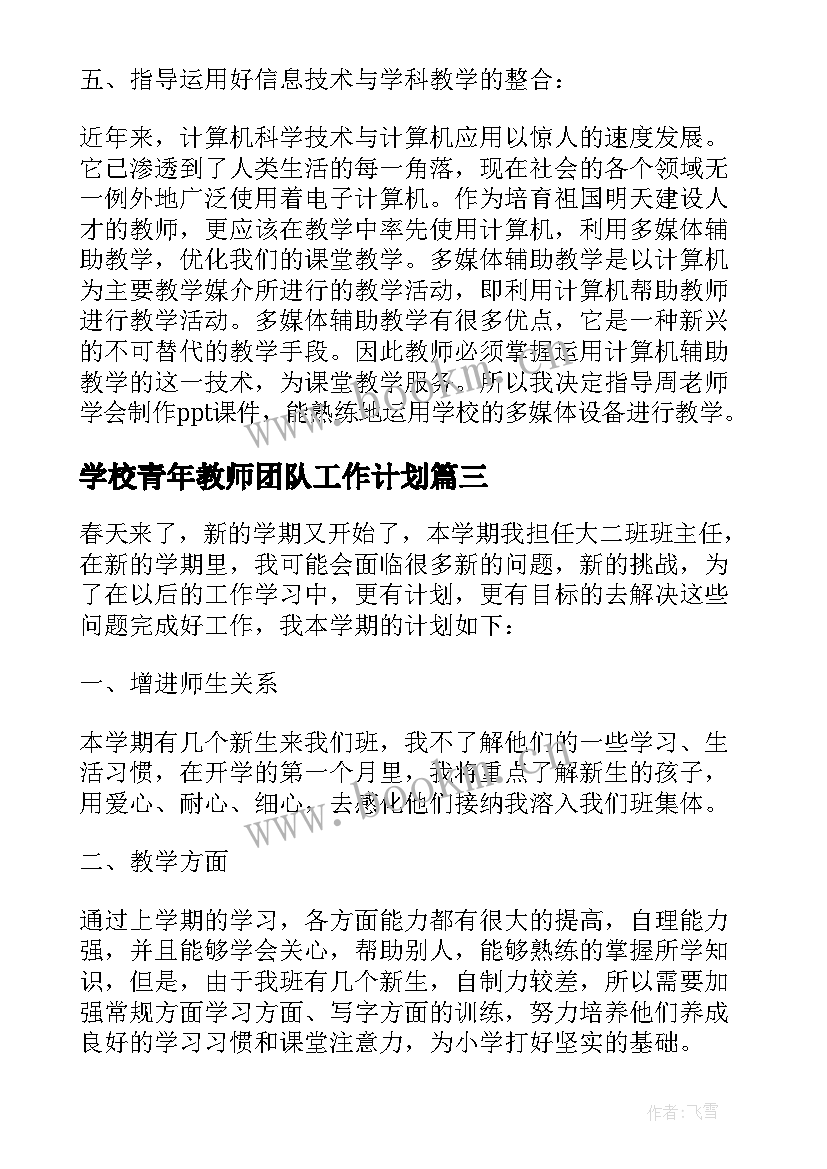 学校青年教师团队工作计划 学校指导青年教师工作计划(汇总5篇)