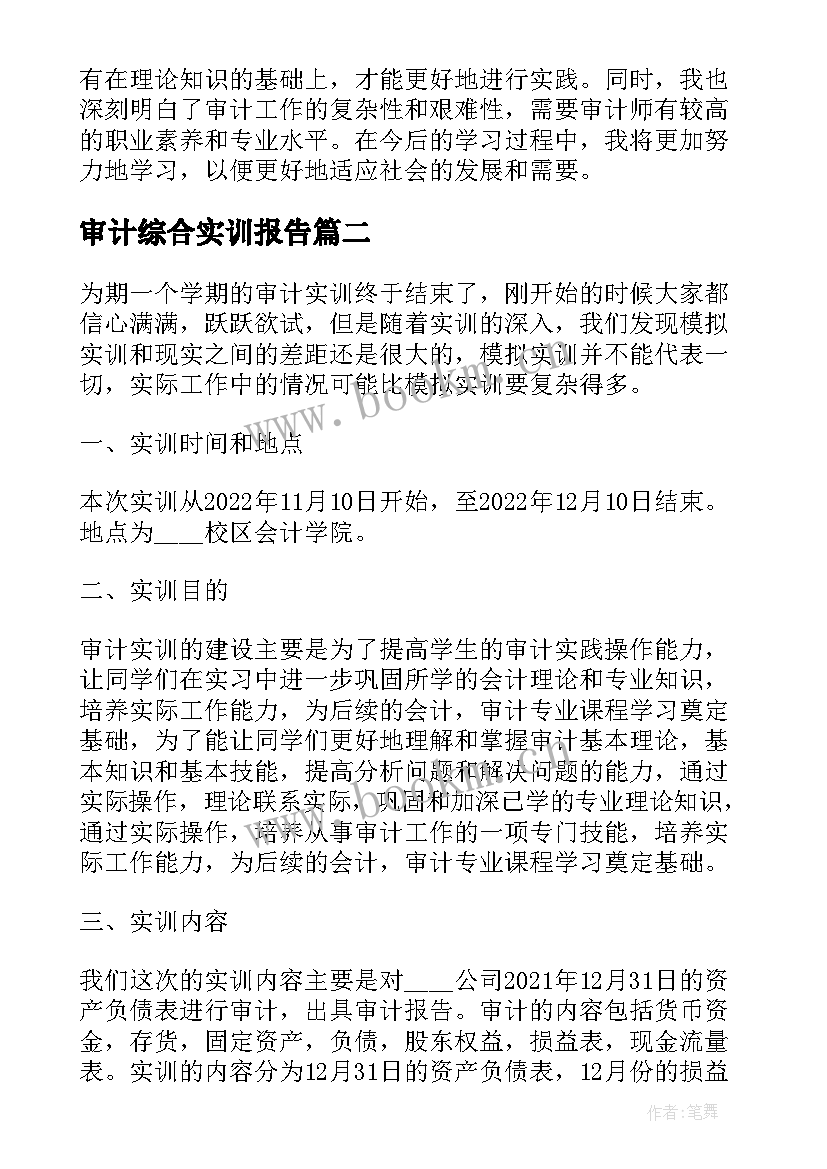 最新审计综合实训报告(优质5篇)