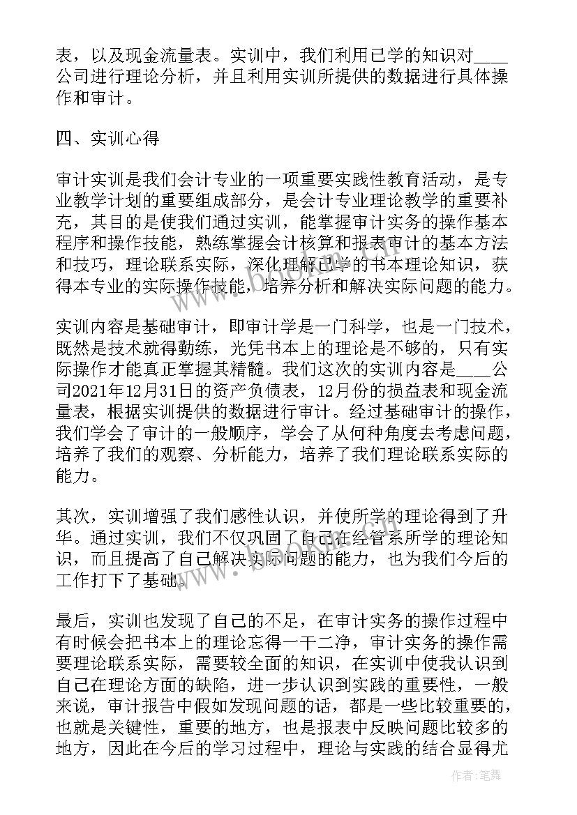 最新审计综合实训报告(优质5篇)