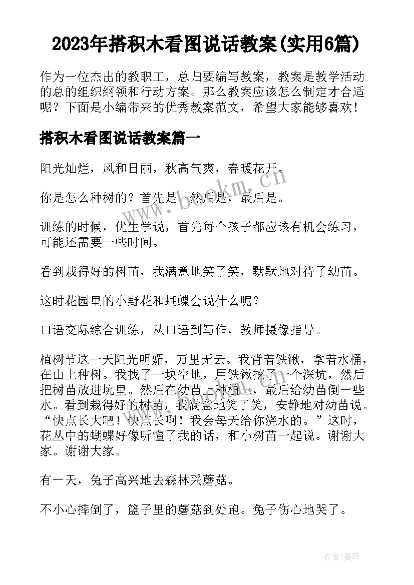 2023年搭积木看图说话教案(实用6篇)