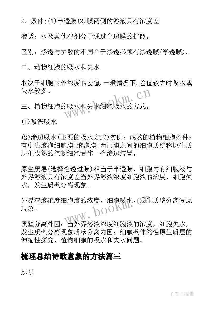 梳理总结诗歌意象的方法(模板10篇)