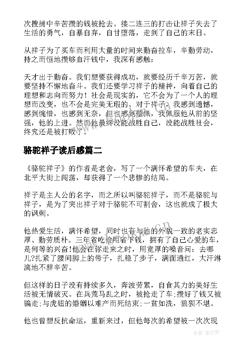 2023年骆驼祥子读后感 高中骆驼祥子读后感(通用10篇)