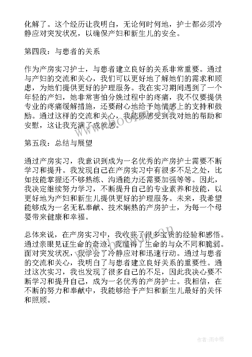 护士实习心得体会 产房实习护士心得体会(大全10篇)