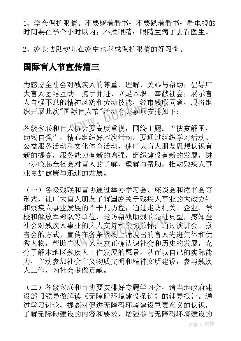 国际盲人节宣传 国际盲人节活动方案(汇总5篇)