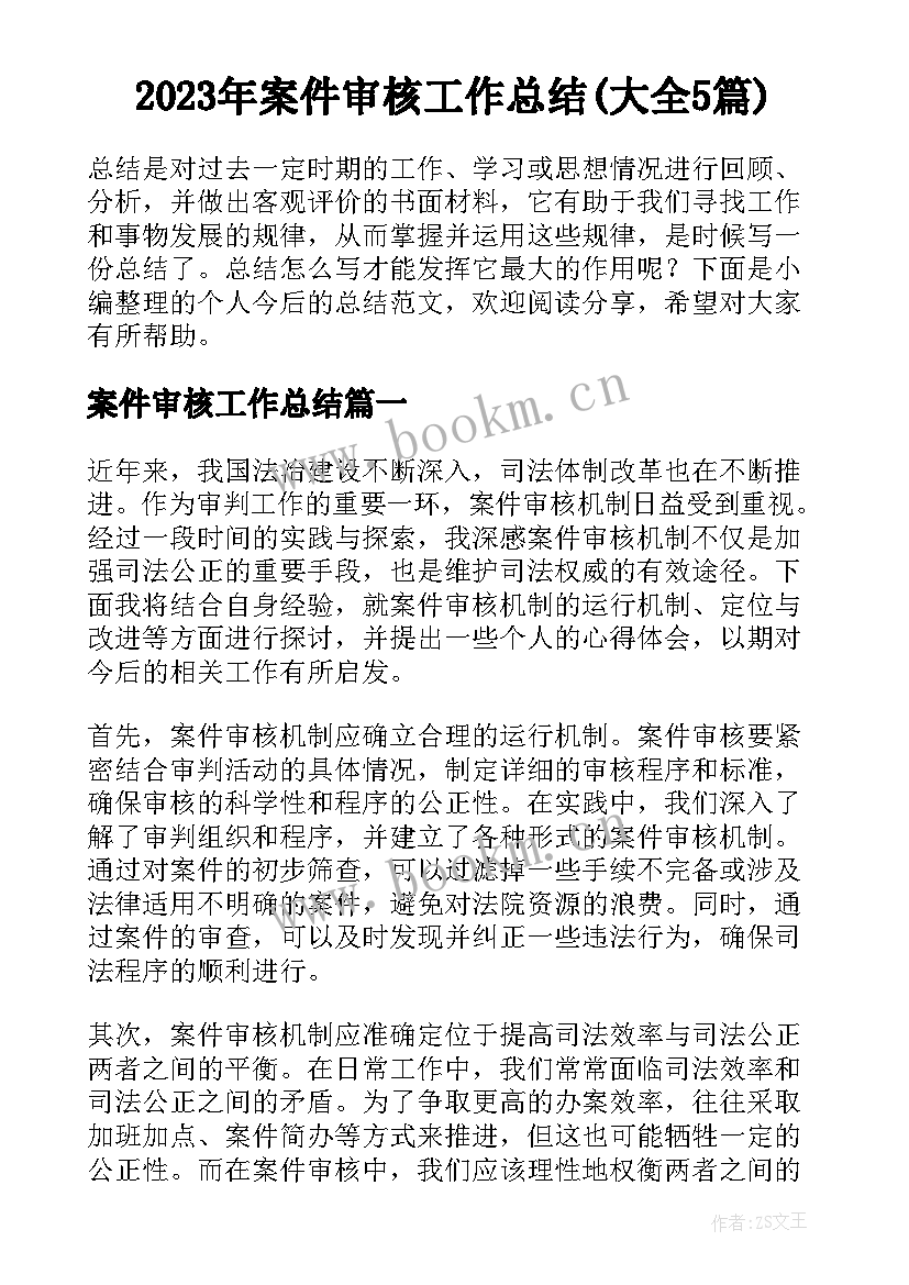 2023年案件审核工作总结(大全5篇)