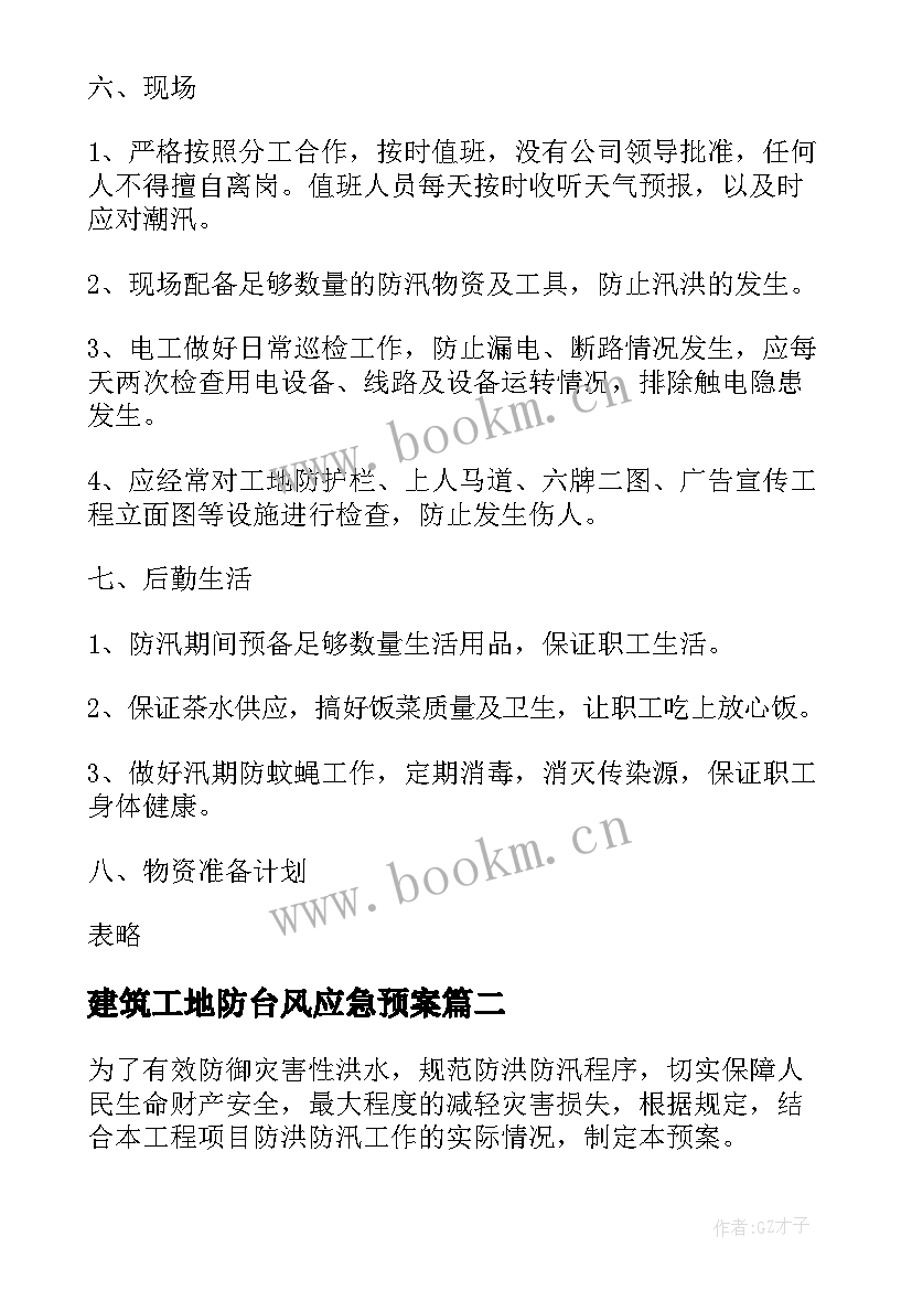 建筑工地防台风应急预案(优质8篇)