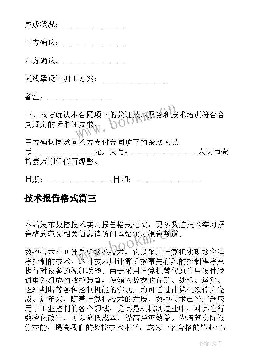 最新技术报告格式 专业技术报告格式实用(实用5篇)