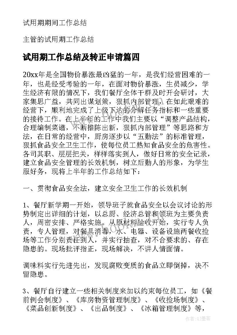 试用期工作总结及转正申请 试用期工作总结(优秀6篇)