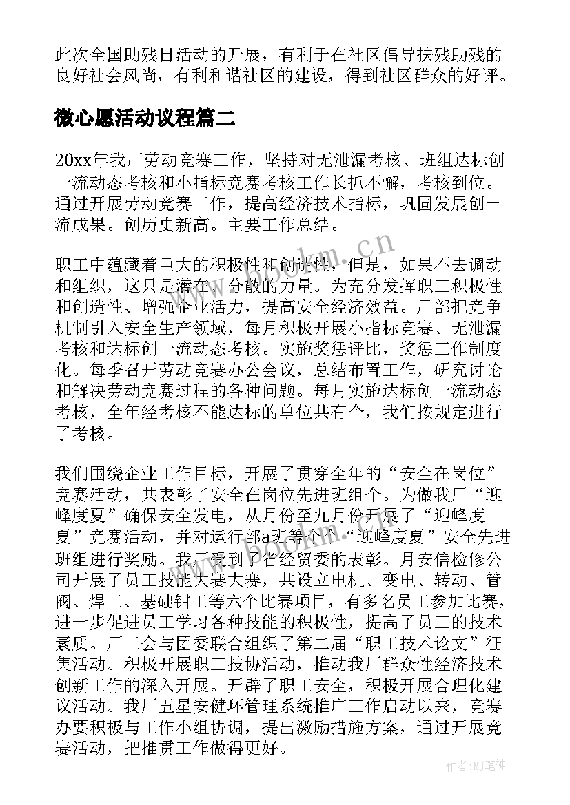 2023年微心愿活动议程 助残日活动开展情况总结(优质5篇)