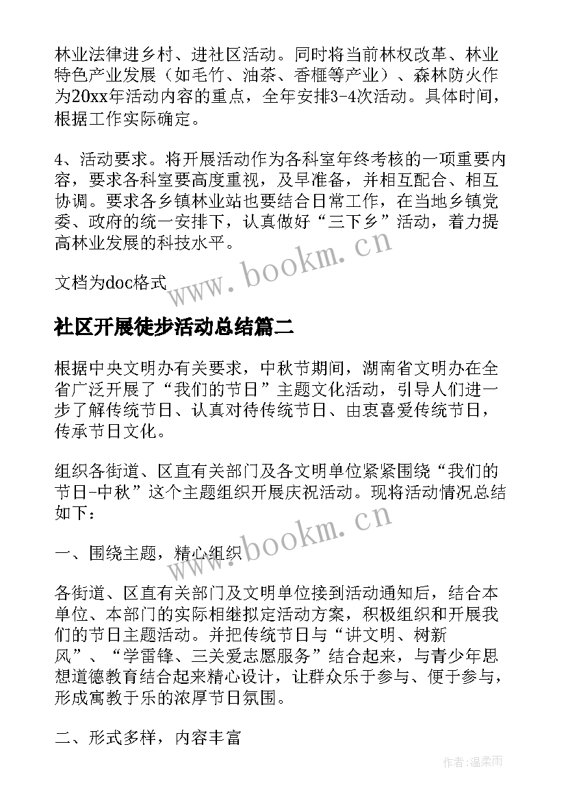 2023年社区开展徒步活动总结 开展四进社区活动总结(优秀6篇)