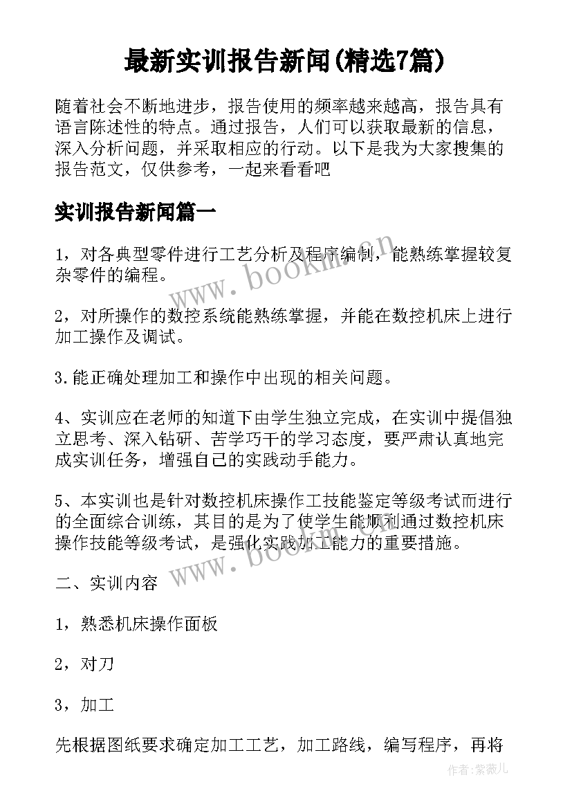 最新实训报告新闻(精选7篇)