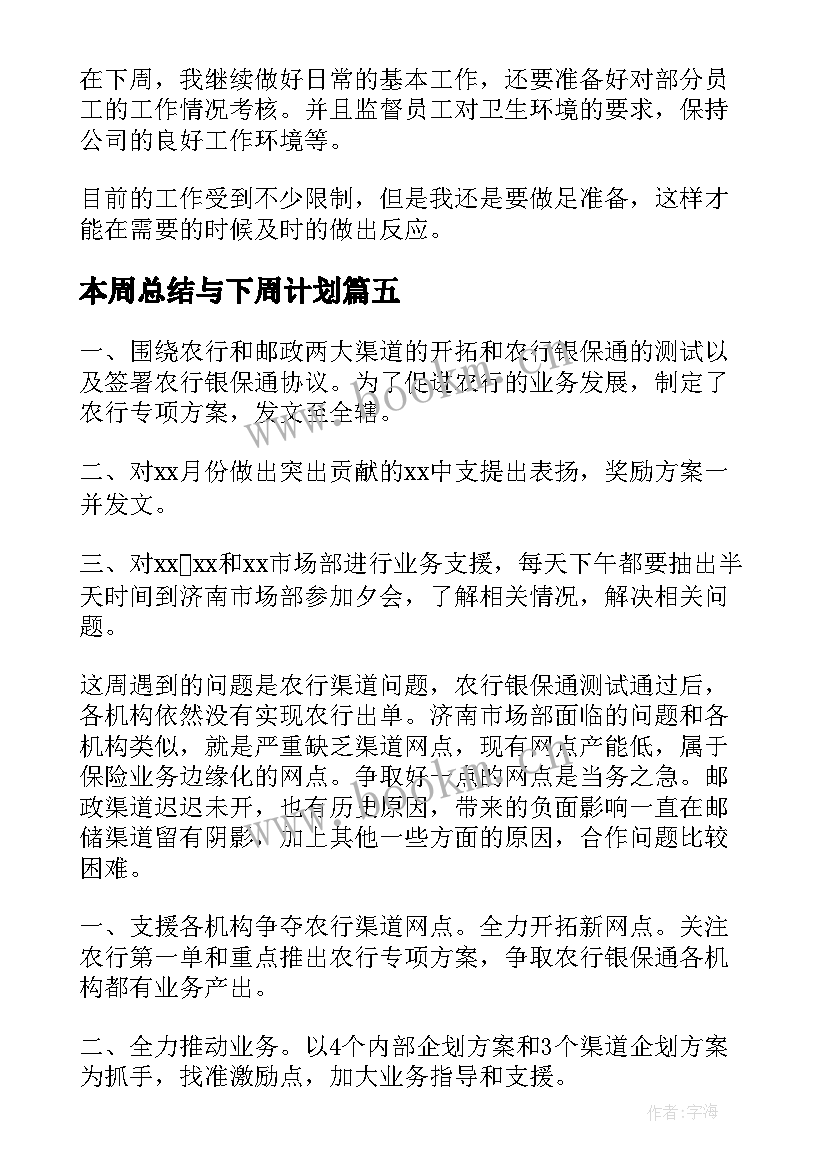 最新本周总结与下周计划(优质10篇)