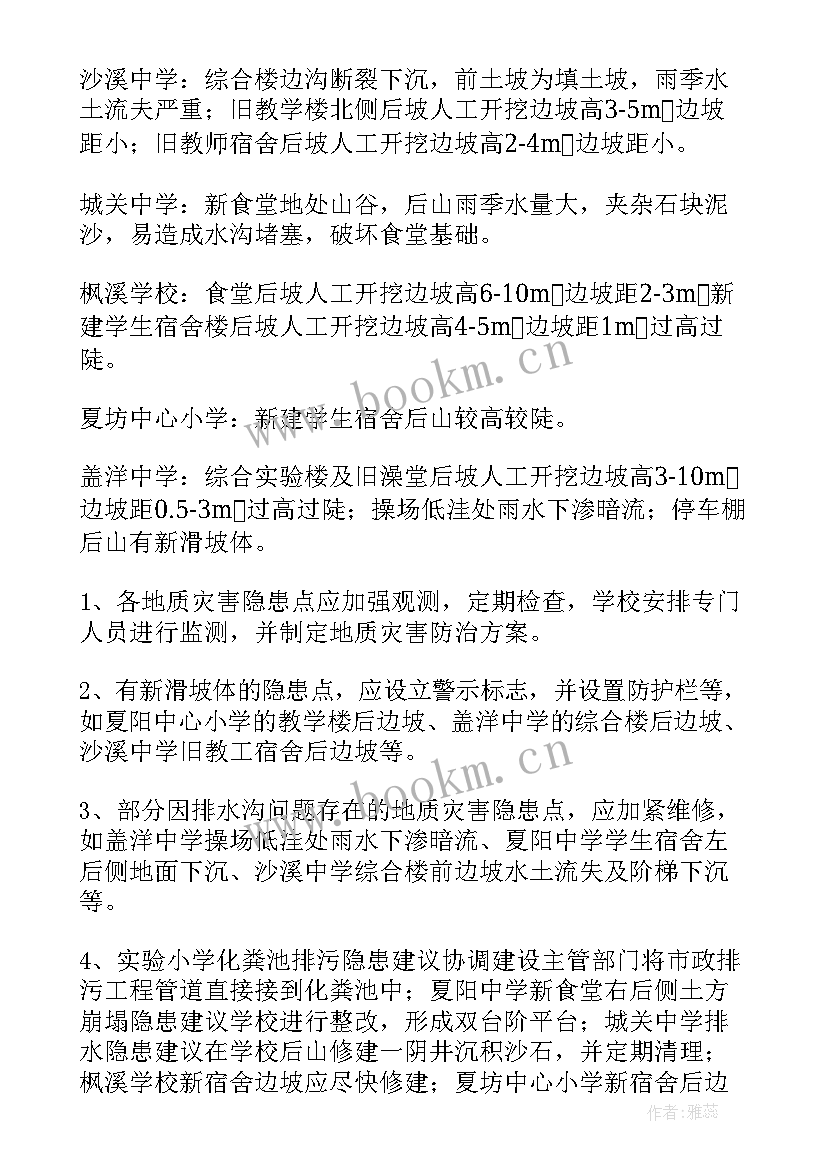 最新地质灾害风险隐患排查报告 地质灾害隐患排查工作报告(优质5篇)