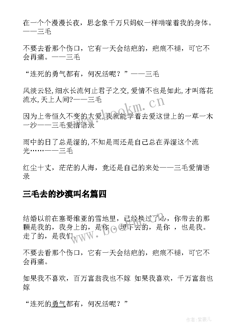 最新三毛去的沙漠叫名 三毛经典爱情语录三毛语录爱情语录句(汇总5篇)