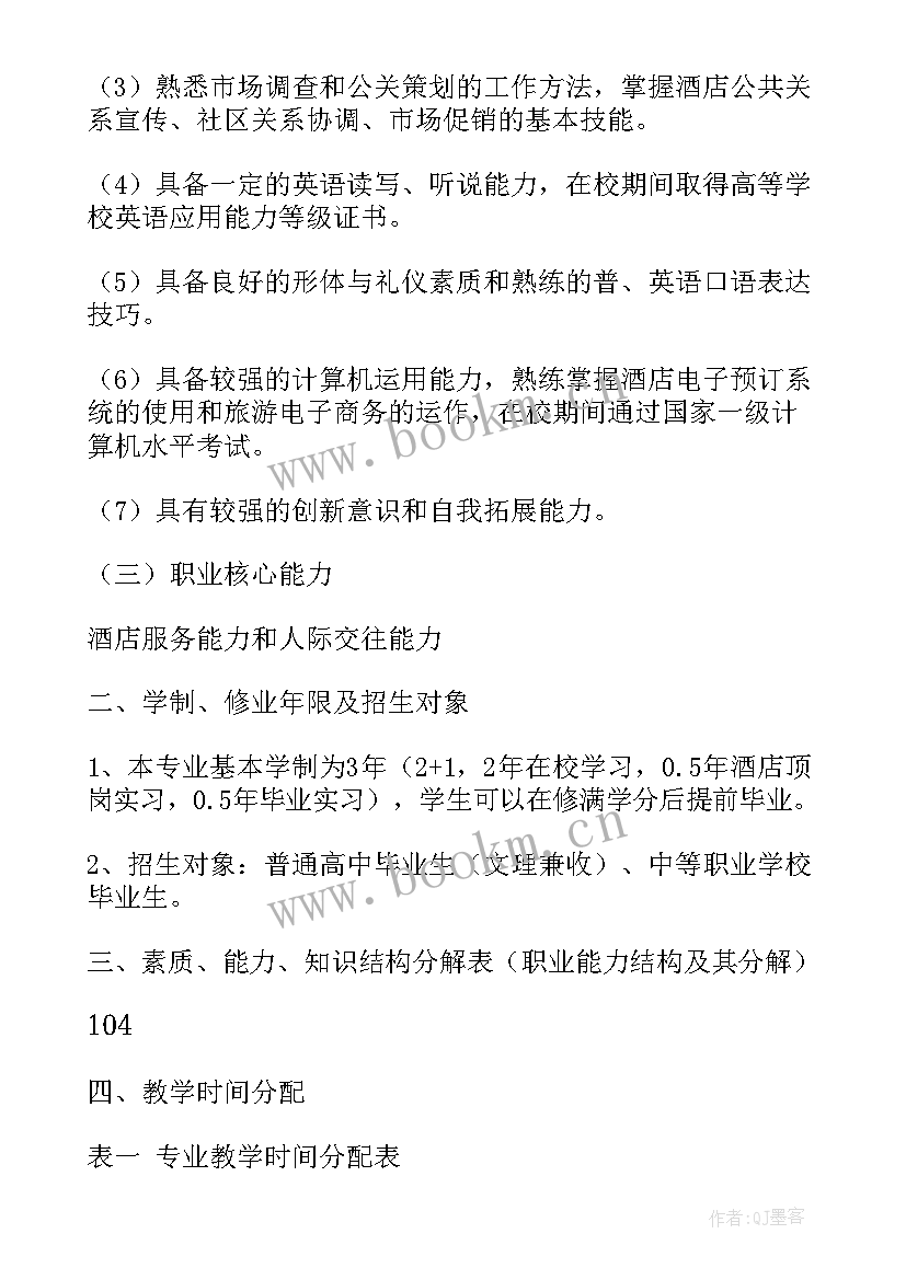 人才培养方案制定培训心得 酒店管理本科人才培养方案(精选9篇)