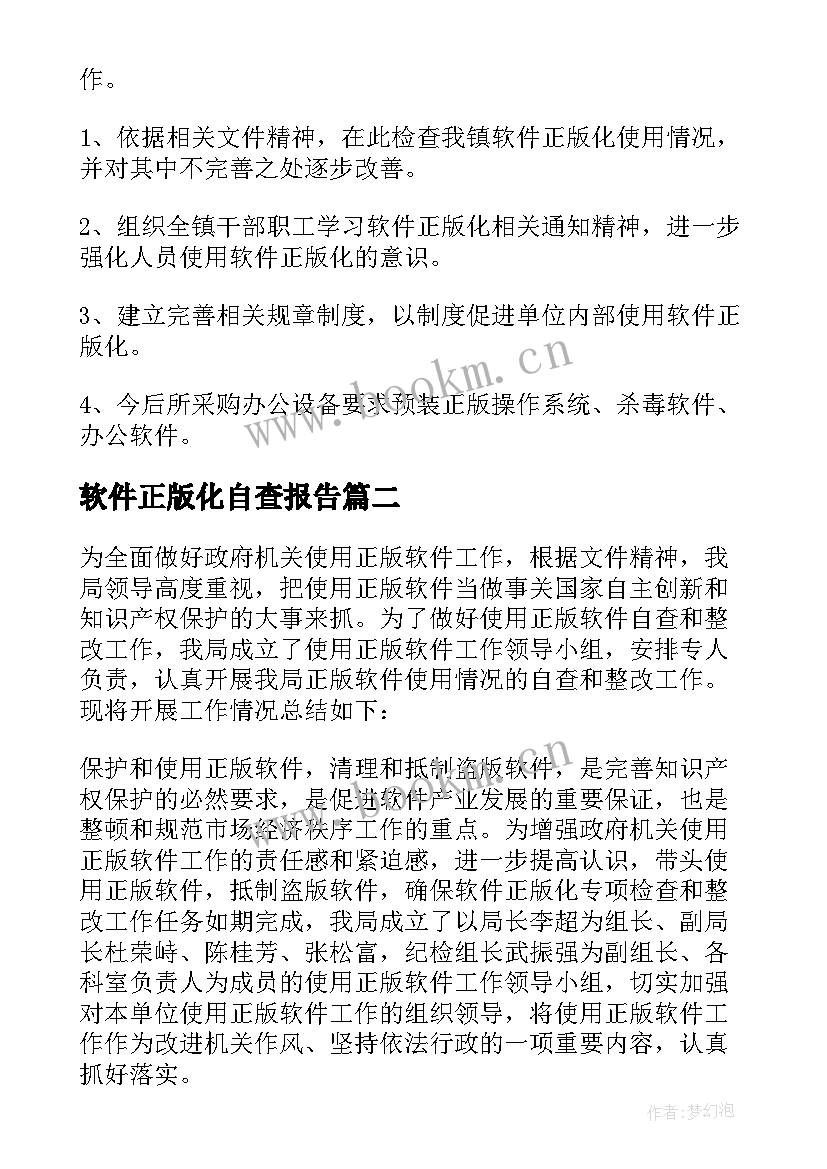 2023年软件正版化自查报告(精选5篇)