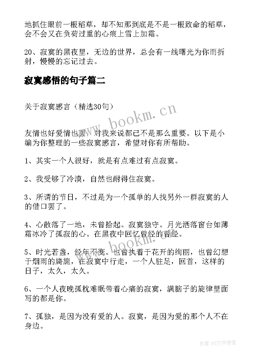 最新寂寞感悟的句子(优质5篇)