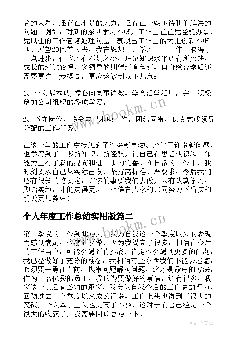 2023年个人年度工作总结实用版(大全6篇)