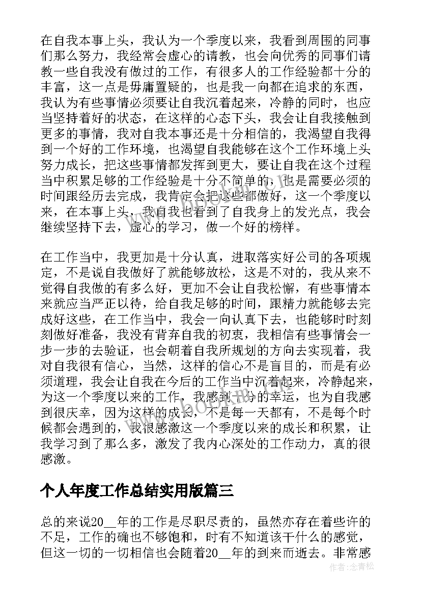 2023年个人年度工作总结实用版(大全6篇)