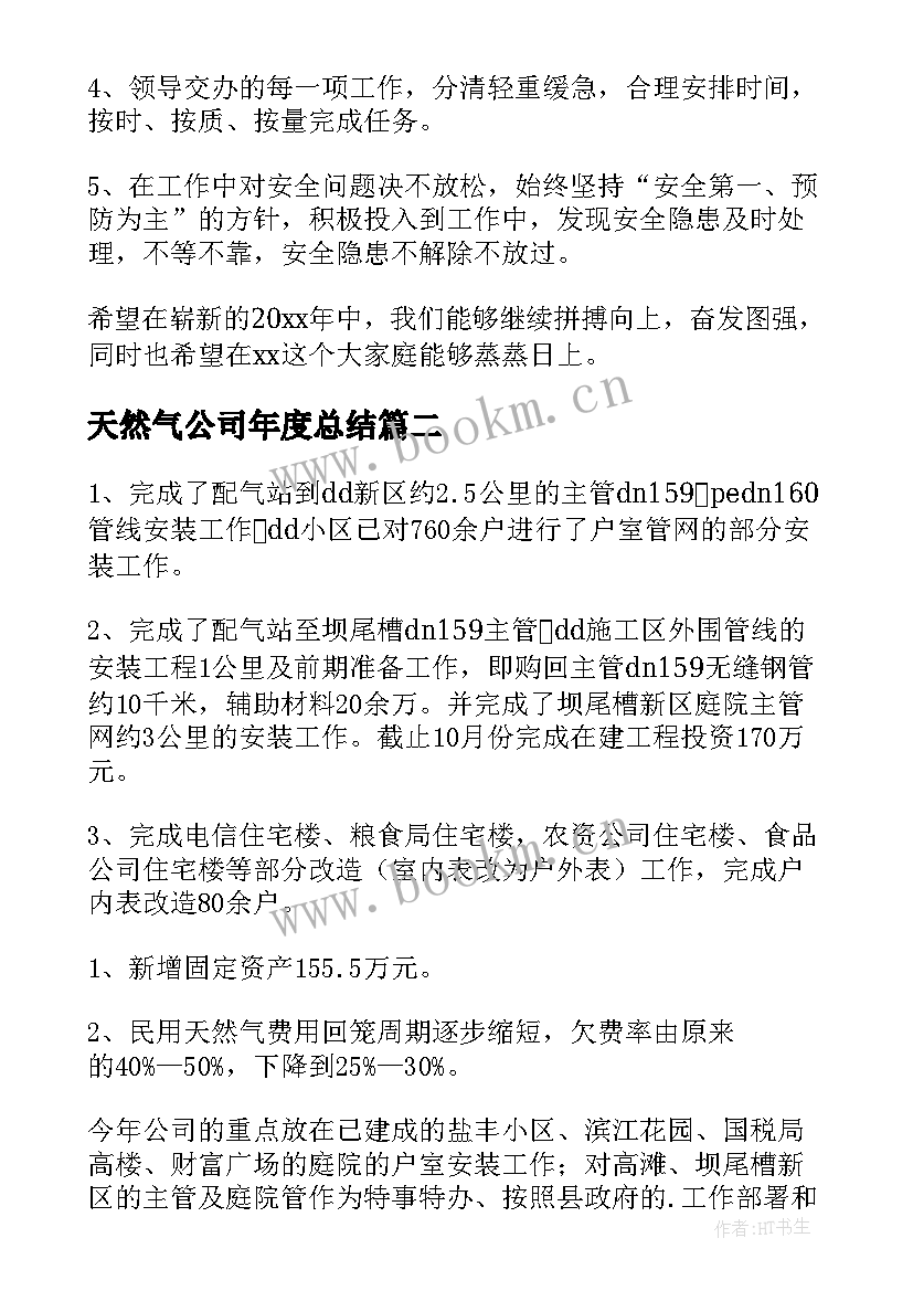 天然气公司年度总结(精选5篇)