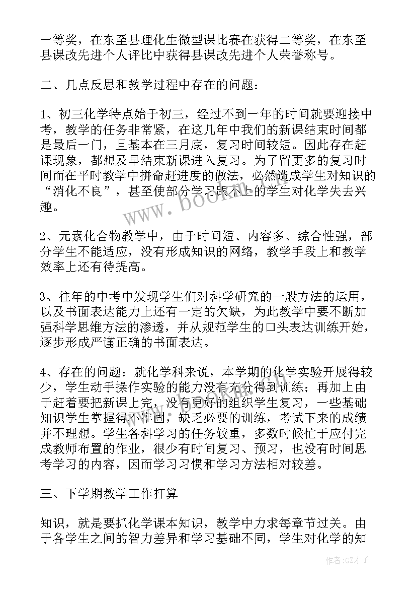 2023年九年级化学教学工作总结(实用10篇)