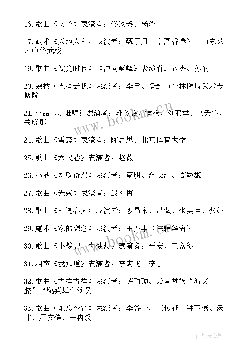 2023年节目单串词放飞梦想(汇总10篇)