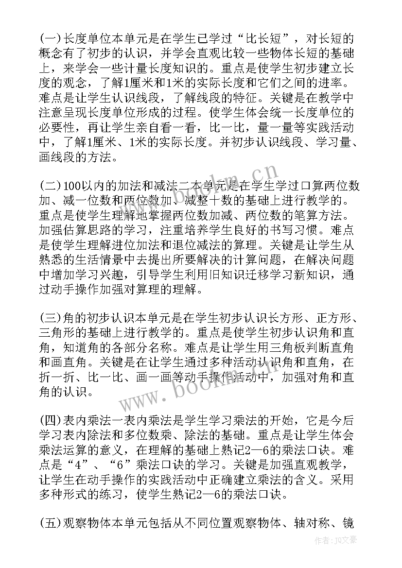 2023年二年级数学教学工作计划冀教版 二年级数学教学工作计划(实用8篇)