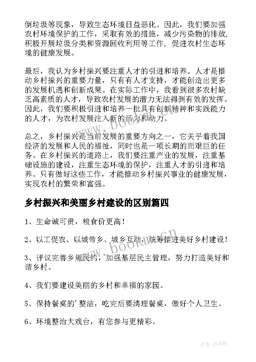 2023年乡村振兴和美丽乡村建设的区别 乡村振兴标语(优质8篇)