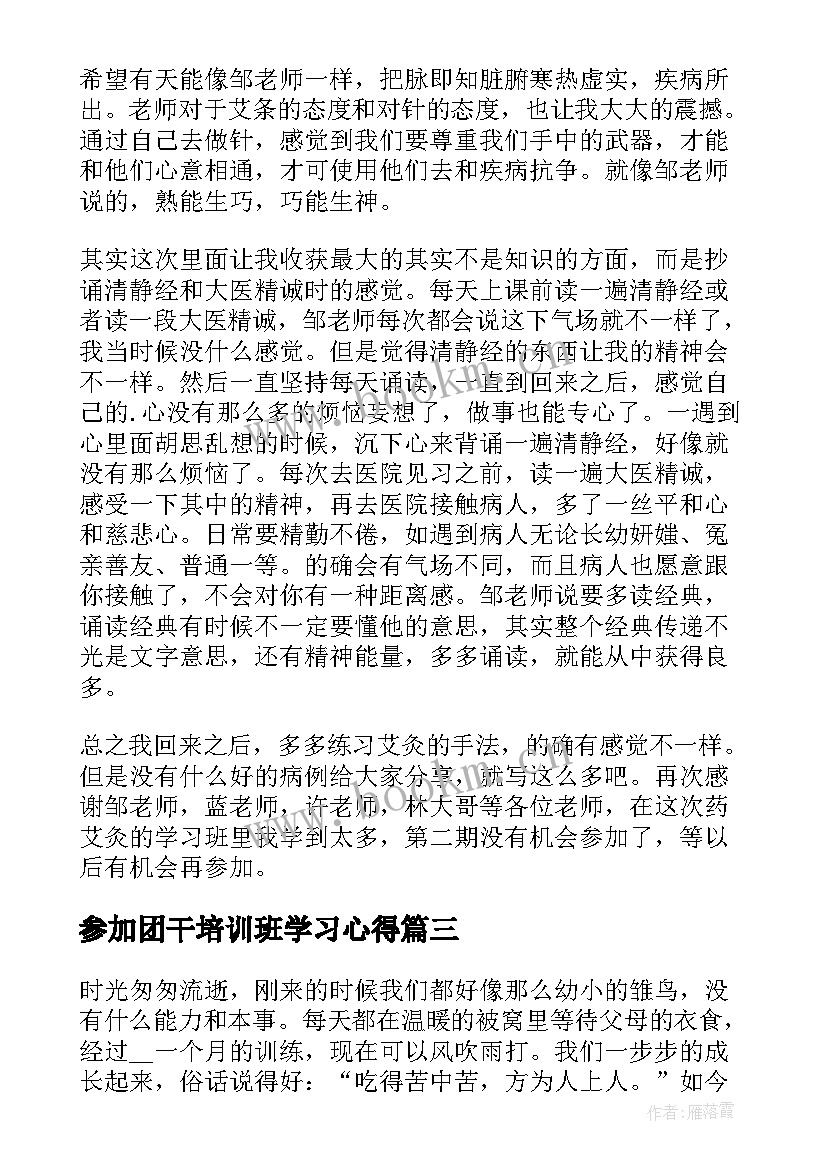 2023年参加团干培训班学习心得(精选6篇)