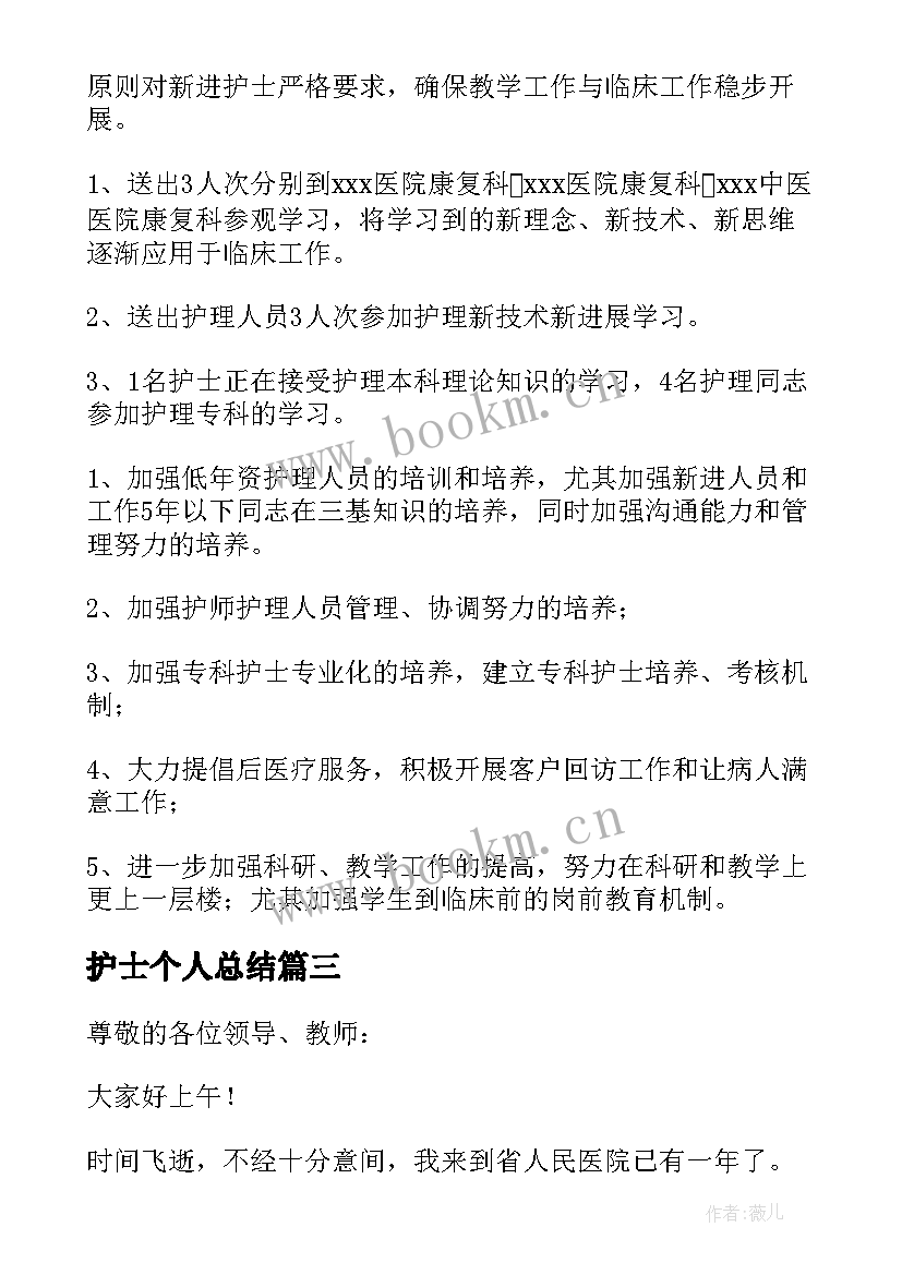 2023年护士个人总结(优质9篇)