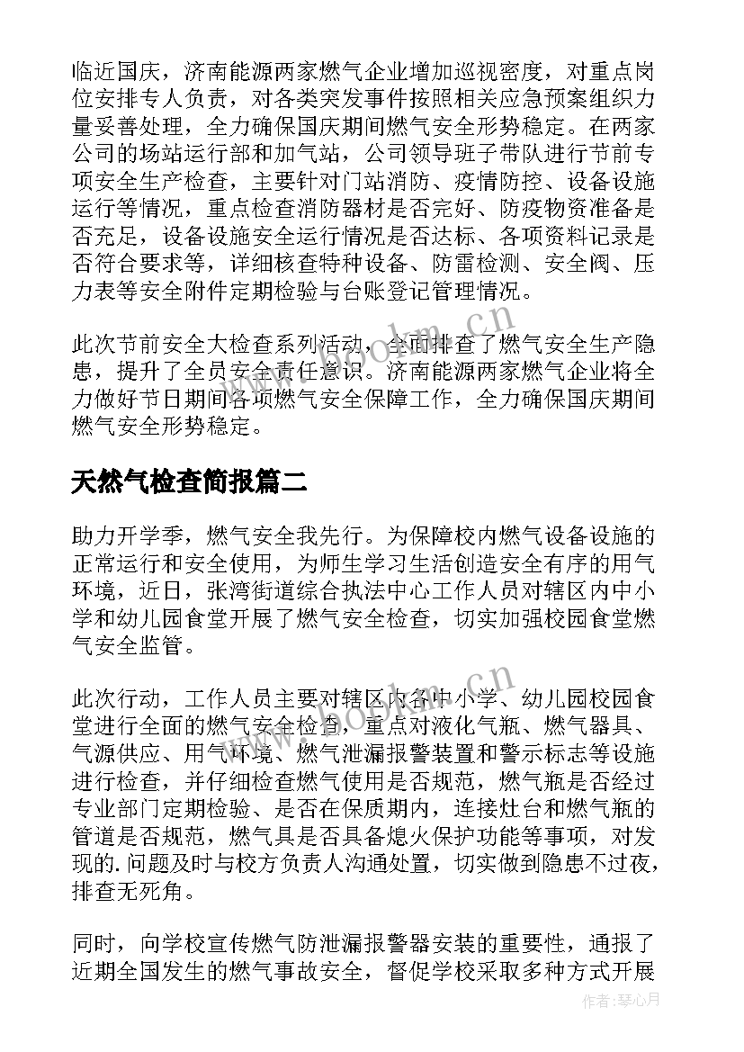 2023年天然气检查简报(精选5篇)