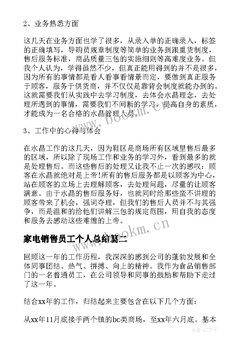 2023年家电销售员工个人总结(优质10篇)