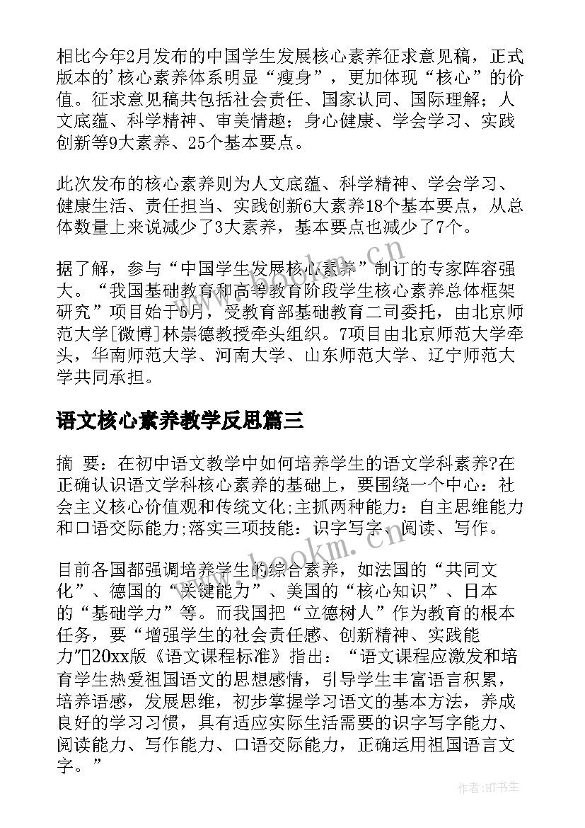 语文核心素养教学反思 语文核心素养的教学总结(汇总5篇)