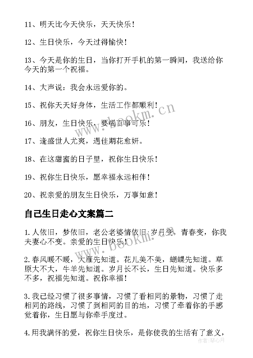 自己生日走心文案 走心生日祝福文案(模板5篇)