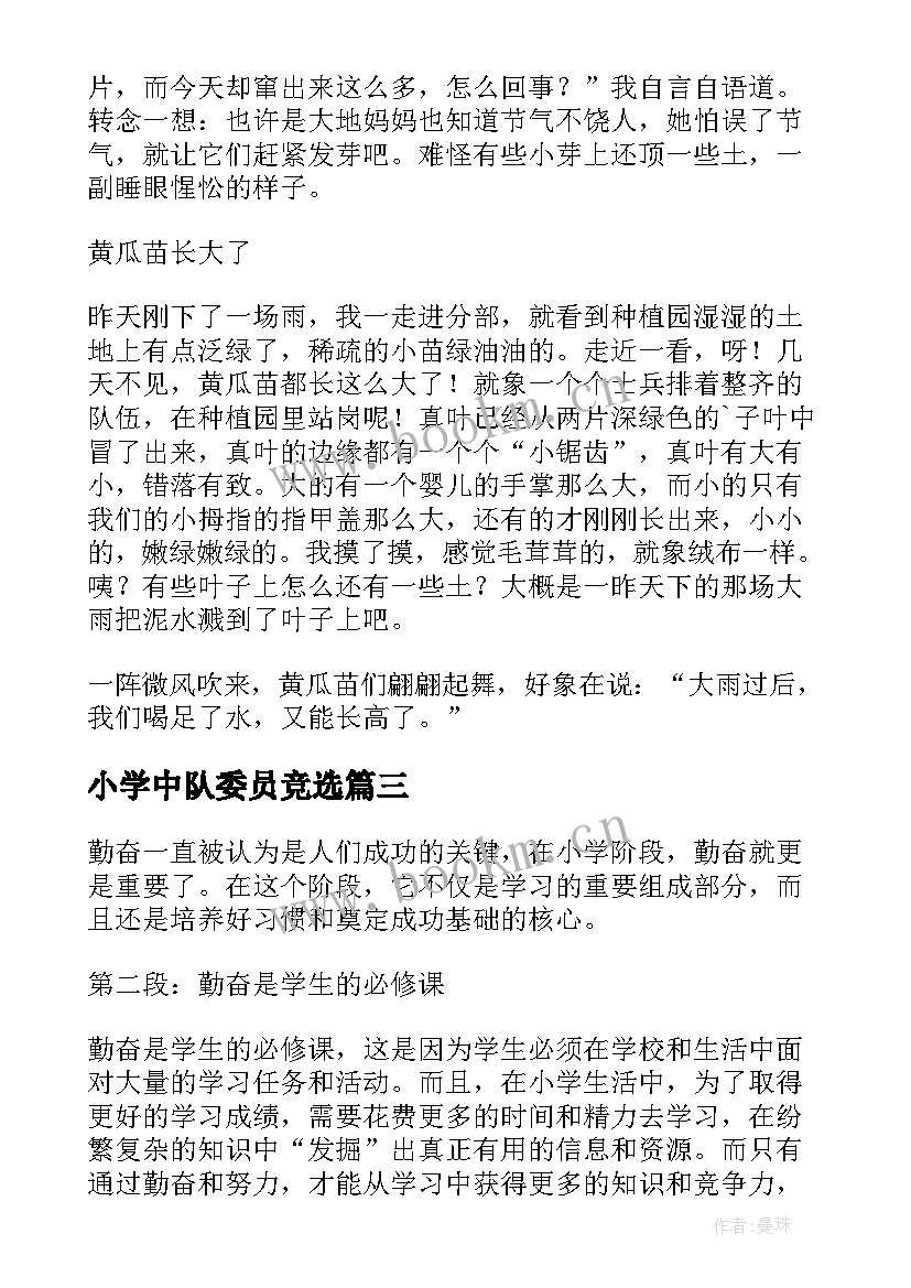 小学中队委员竞选 小学小学日记(优秀5篇)